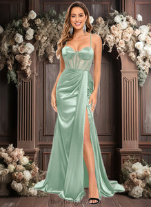 Teagan Trumpet/Mermaid Sweetheart Sweep Train Stretch Satin Prom Dresses XXCP0025836