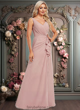 Load image into Gallery viewer, Dayanara A-line V-Neck Floor-Length Chiffon Bridesmaid Dress XXCP0025820