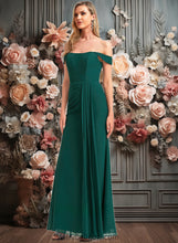 Load image into Gallery viewer, Amelie A-line Off the Shoulder Floor-Length Chiffon Bridesmaid Dress XXCP0025744