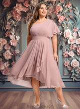 Load image into Gallery viewer, Bailey A-line One Shoulder Asymmetrical Chiffon Bridesmaid Dress With Ruffle XXCP0025819