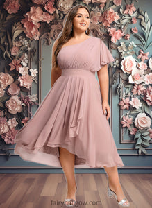 Bailey A-line One Shoulder Asymmetrical Chiffon Bridesmaid Dress With Ruffle XXCP0025819