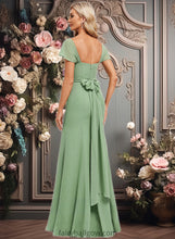 Load image into Gallery viewer, Tianna Trumpet/Mermaid Off the Shoulder V-Neck Floor-Length Chiffon Bridesmaid Dress XXCP0025810