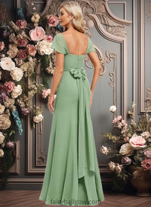 Tianna Trumpet/Mermaid Off the Shoulder V-Neck Floor-Length Chiffon Bridesmaid Dress XXCP0025810