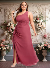 Load image into Gallery viewer, Kinsley A-line One Shoulder Floor-Length Chiffon Bridesmaid Dress With Ruffle XXCP0025824