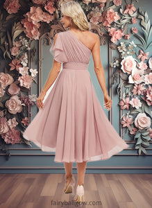 Bailey A-line One Shoulder Asymmetrical Chiffon Bridesmaid Dress With Ruffle XXCP0025819