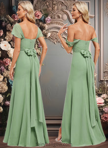 Tianna Trumpet/Mermaid Off the Shoulder V-Neck Floor-Length Chiffon Bridesmaid Dress XXCP0025810