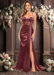 Teagan Trumpet/Mermaid Sweetheart Sweep Train Stretch Satin Prom Dresses XXCP0025836