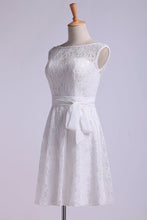 Load image into Gallery viewer, 2024 Scoop A Line Knee Length Lace Bridesmaid Dresses With Sash
