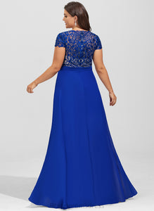 Floor-Length Prom Dresses Hayley V-neck Lace A-Line Chiffon