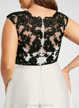 Load image into Gallery viewer, Satin Asymmetrical Lace A-Line Riya Illusion Scoop Prom Dresses