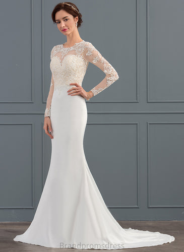 Crepe Illusion Lace Dress Wedding Dresses Wedding Stretch Trumpet/Mermaid Train Nellie Sweep