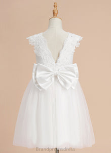 A-Line Flower Sarahi Knee-length - Tulle Flower Girl Dresses Girl Beading/Sequins/Bow(s) Dress Sleeveless With Neck Scoop