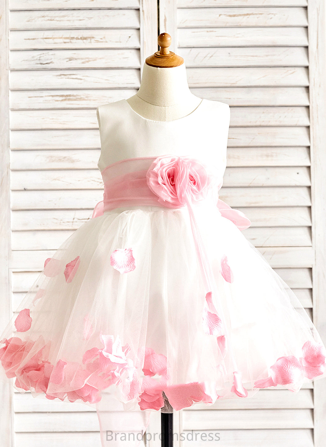 Flower Girl Dresses Scoop With Sleeveless Organza/Satin/Tulle Neck Dress A-Line Girl Flower(s) - Knee-length Mariah Flower