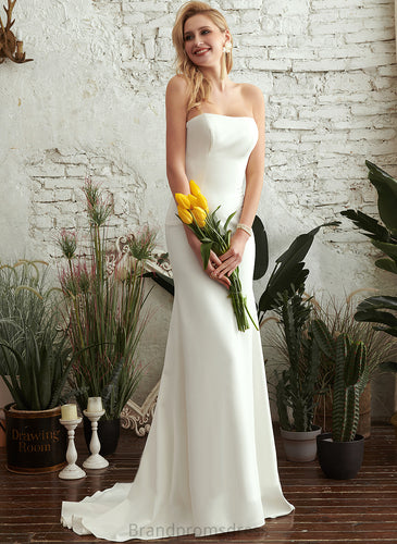 Stretch Trumpet/Mermaid Crepe Sweep Strapless Dress Wedding Charlize Wedding Dresses Train