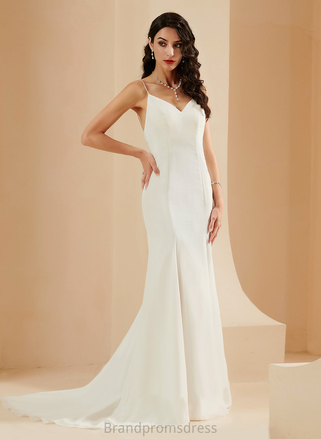 V-neck Annalise Court Wedding Chiffon Train Wedding Dresses Dress Trumpet/Mermaid