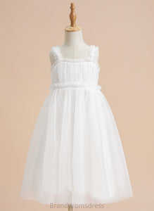 Neckline Girl Sleeveless Flower Girl Dresses A-Line Rosa - Square Flower Tulle Dress Knee-length