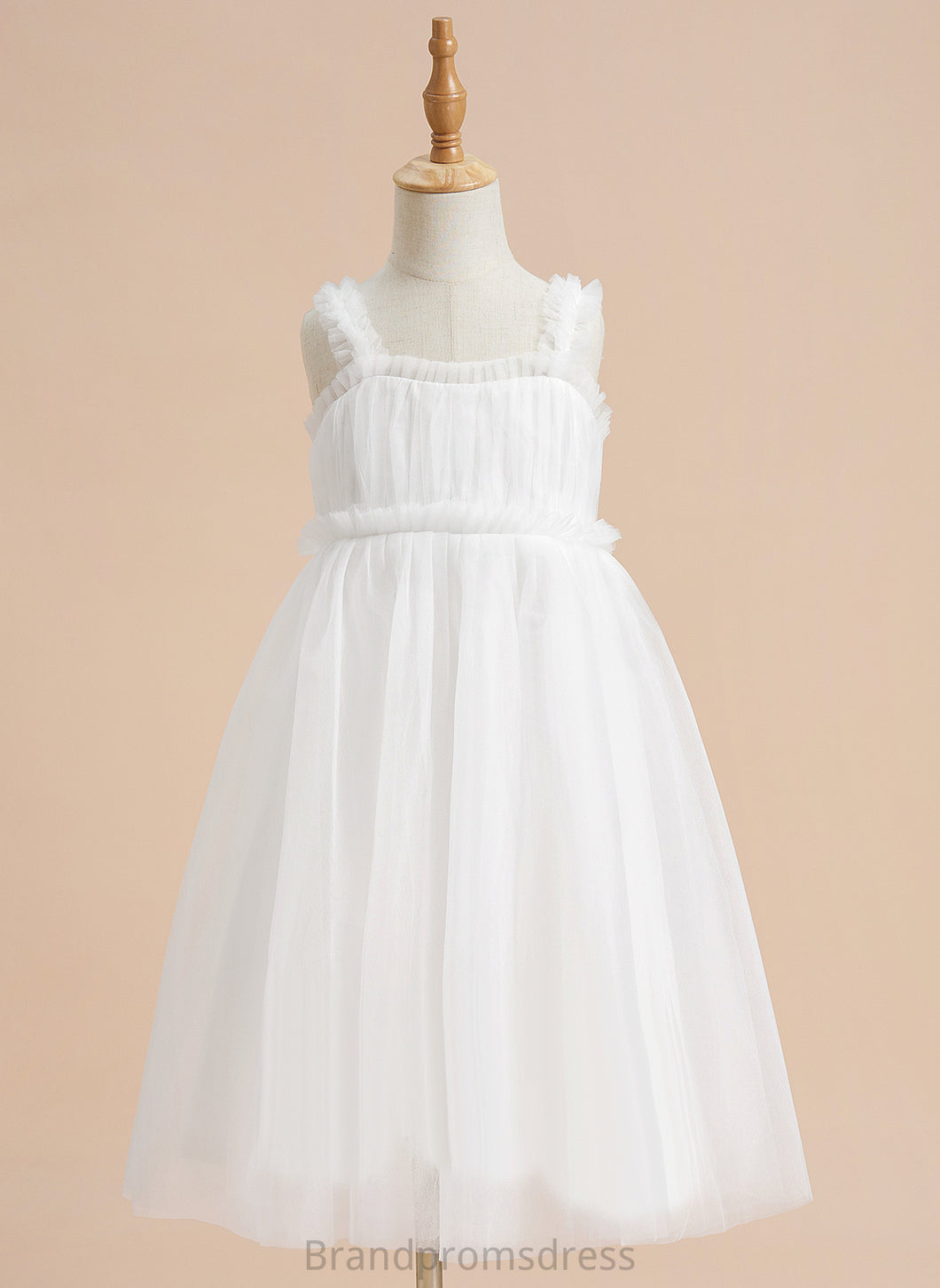 Neckline Girl Sleeveless Flower Girl Dresses A-Line Rosa - Square Flower Tulle Dress Knee-length