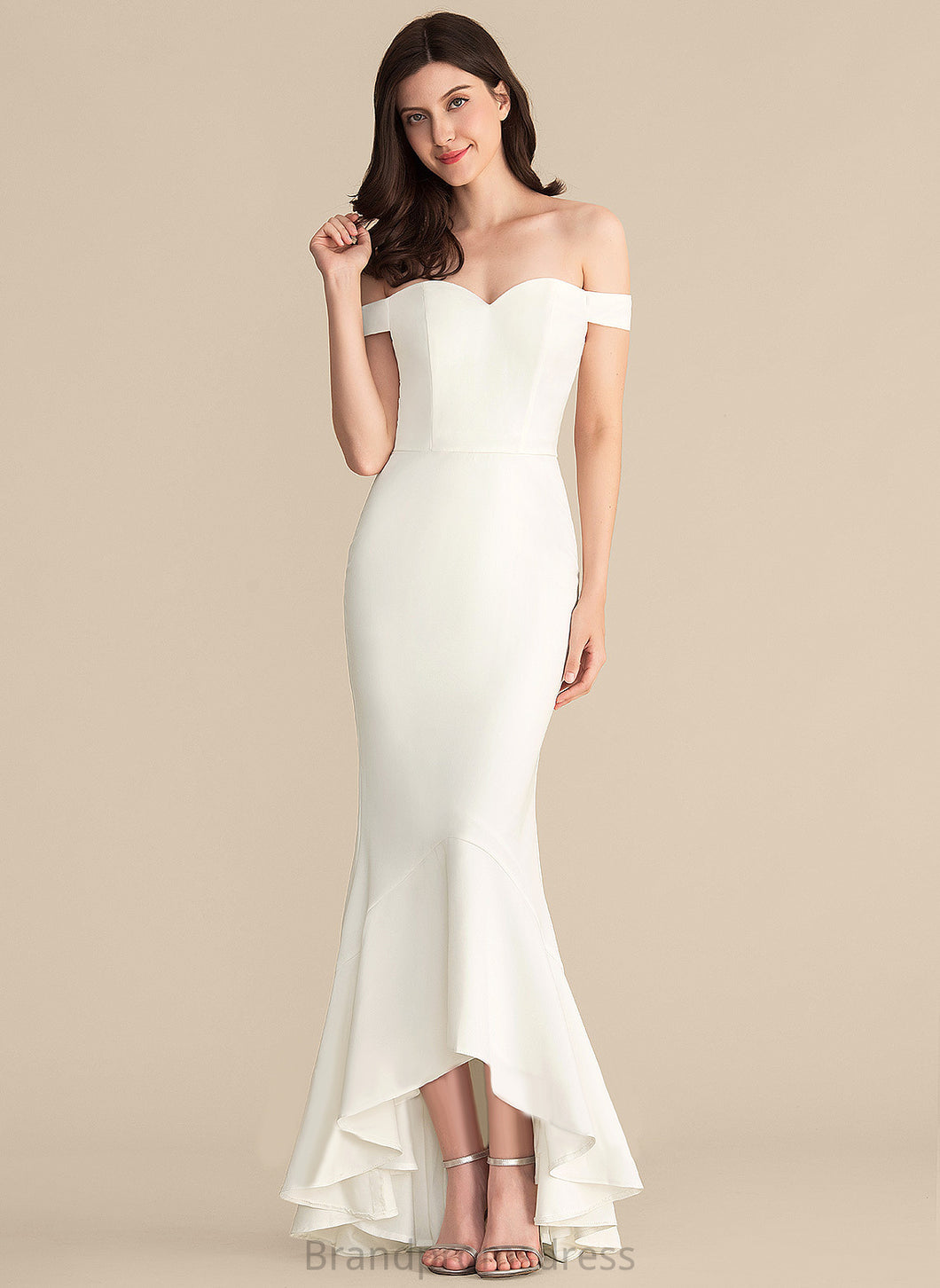 Off-the-Shoulder Dress Olga Asymmetrical With Ruffles Cascading Trumpet/Mermaid Wedding Wedding Dresses