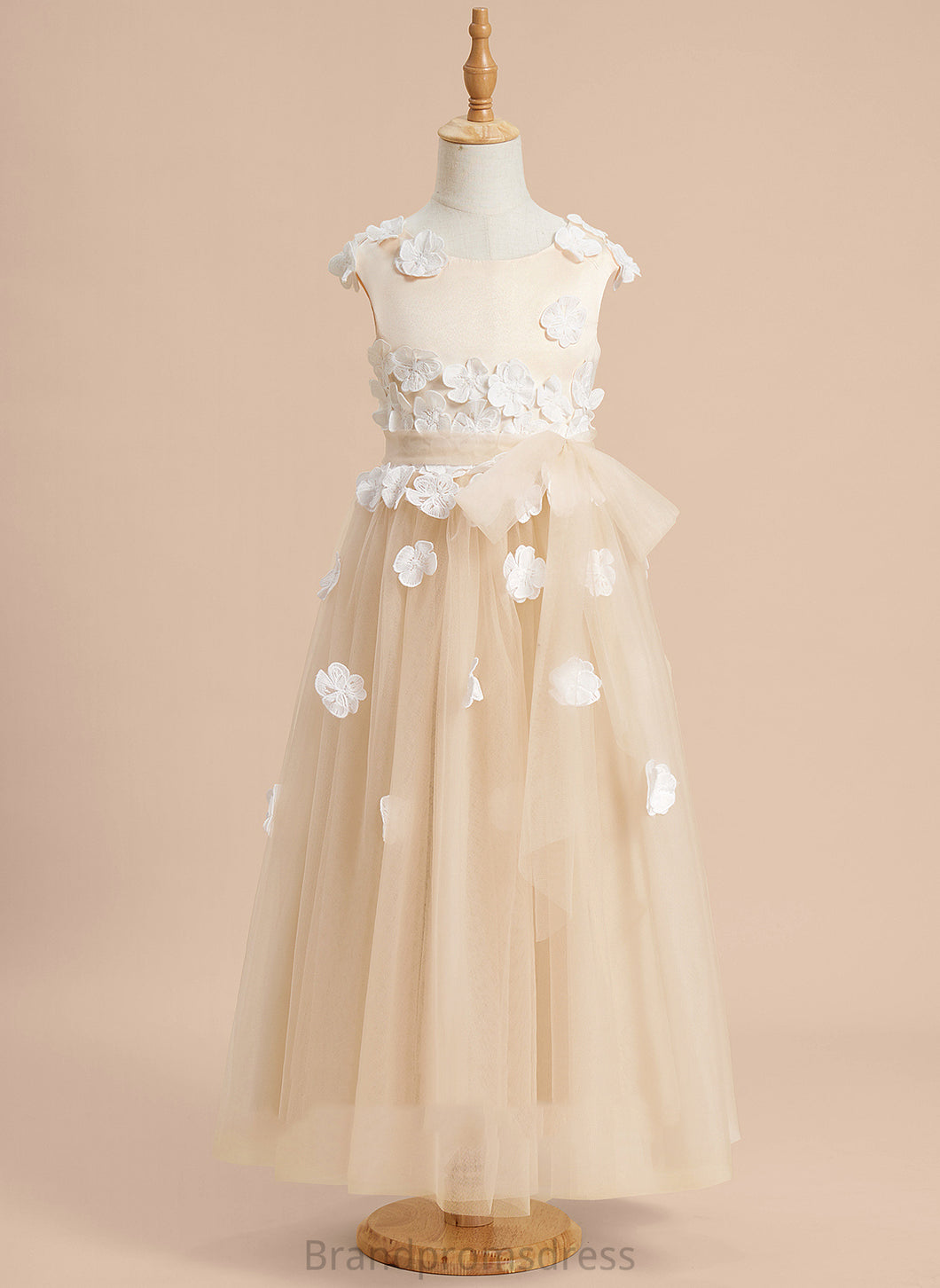 Sleeveless - Tulle With Girl Dress Scoop Neck Flower Girl Dresses A-Line Ankle-length Laila Flower Lace/Flower(s)