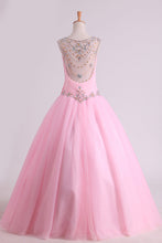 Load image into Gallery viewer, 2024 Scoop Quinceanera Dresses Tulle With Beads And Ruffles Floor Length