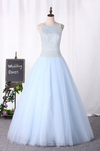 2024 Scoop Ball Gown Beaded Bodice Quinceanera Dresses Tulle