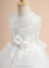 Load image into Gallery viewer, Dress A-Line - Neck Scoop Flower Ellen With Sleeveless Girl Satin/Tulle Lace/Flower(s)/Bow(s) Flower Girl Dresses Knee-length