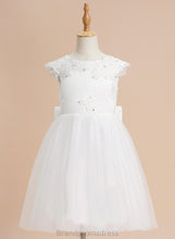 Load image into Gallery viewer, A-Line Flower Sarahi Knee-length - Tulle Flower Girl Dresses Girl Beading/Sequins/Bow(s) Dress Sleeveless With Neck Scoop