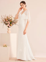 Load image into Gallery viewer, Chiffon Trumpet/Mermaid Train V-neck Dress Mimi Sash Lace Wedding Dresses Wedding Court With