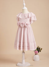 Load image into Gallery viewer, With Scoop Juliana Neck Flower Girl Dresses - Chiffon Short Girl Ruffles/Flower(s)/V A-Line Sleeves Knee-length Dress Flower Back