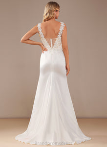 Dress V-neck Train With Lace Satin Clarissa Trumpet/Mermaid Ruffle Wedding Dresses Wedding Lace Sweep