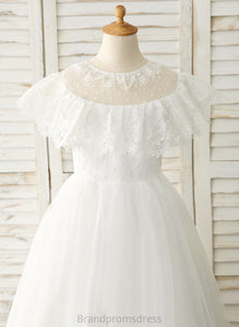 Neck Floor-length Flower Girl Dresses - Flower Nita Girl A-Line Scoop Sleeveless Dress Tulle/Lace