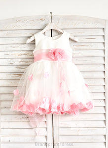 Flower Girl Dresses Scoop With Sleeveless Organza/Satin/Tulle Neck Dress A-Line Girl Flower(s) - Knee-length Mariah Flower