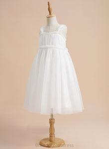 Neckline Girl Sleeveless Flower Girl Dresses A-Line Rosa - Square Flower Tulle Dress Knee-length