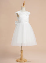 Load image into Gallery viewer, A-Line Flower Sarahi Knee-length - Tulle Flower Girl Dresses Girl Beading/Sequins/Bow(s) Dress Sleeveless With Neck Scoop