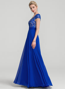 Floor-Length Prom Dresses Hayley V-neck Lace A-Line Chiffon