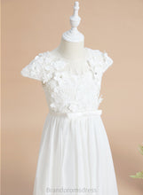 Load image into Gallery viewer, A-Line Flower Girl Dresses Short Flower(s) Girl Neck - Flower Sleeves With Floor-length Skylar Chiffon/Lace Scoop Dress