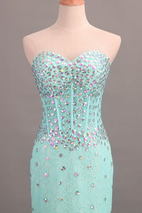 2024 Sweetheart Sheath/Column Prom Dress Lace With Rhinestone