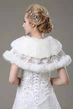 Load image into Gallery viewer, Graceful Faux Fur &amp; Lace Wedding Wrap