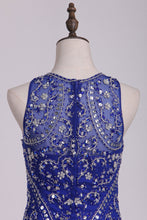 Load image into Gallery viewer, 2024 Dark Royal Blue Scoop Quinceanera Dresses Ball Gown Tulle With Beading Court Train