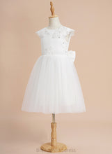 Load image into Gallery viewer, A-Line Flower Sarahi Knee-length - Tulle Flower Girl Dresses Girl Beading/Sequins/Bow(s) Dress Sleeveless With Neck Scoop