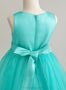 A-Line Girl - Millie Flower(s) Scoop Flower Girl Dresses Sleeveless Dress Satin/Tulle/Lace Knee-length Neck With Flower