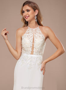 Wedding Dresses Wedding Sequins Quintina With Sweep Train Trumpet/Mermaid Lace Halter Dress Chiffon