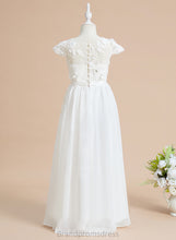 Load image into Gallery viewer, A-Line Flower Girl Dresses Short Flower(s) Girl Neck - Flower Sleeves With Floor-length Skylar Chiffon/Lace Scoop Dress