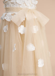 Sleeveless - Tulle With Girl Dress Scoop Neck Flower Girl Dresses A-Line Ankle-length Laila Flower Lace/Flower(s)