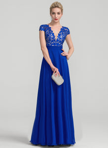 Floor-Length Prom Dresses Hayley V-neck Lace A-Line Chiffon