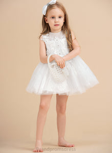 Flower Knee-length Girl Sleeveless Beading/Appliques Scoop Georgia Neck Dress Tulle With Flower Girl Dresses - Ball-Gown/Princess