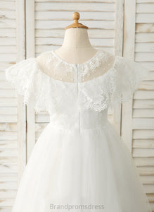 Neck Floor-length Flower Girl Dresses - Flower Nita Girl A-Line Scoop Sleeveless Dress Tulle/Lace