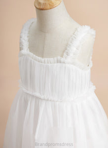 Neckline Girl Sleeveless Flower Girl Dresses A-Line Rosa - Square Flower Tulle Dress Knee-length