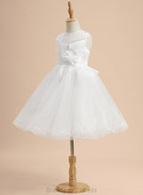 Load image into Gallery viewer, Dress A-Line - Neck Scoop Flower Ellen With Sleeveless Girl Satin/Tulle Lace/Flower(s)/Bow(s) Flower Girl Dresses Knee-length