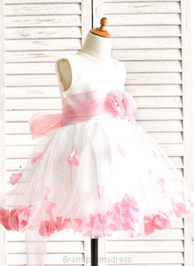 Flower Girl Dresses Scoop With Sleeveless Organza/Satin/Tulle Neck Dress A-Line Girl Flower(s) - Knee-length Mariah Flower